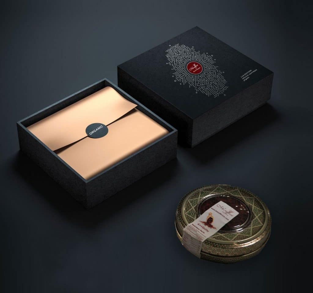 Premium Iranian saffron prepared for export in luxury packaging