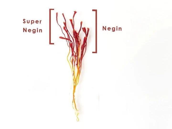 Purple saffron flowers with premium Negin saffron threads